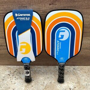 Set of 2 Gamma Atomic 5.0 Pickleball Paddle 14mm Honeycomb Core Blue Orange NEW